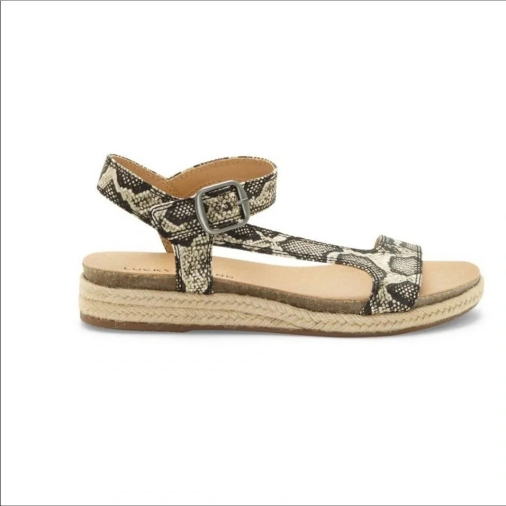 Lucky Brand Gabrien Snakeskin Ankle Strap Sandals Woman’s size 6